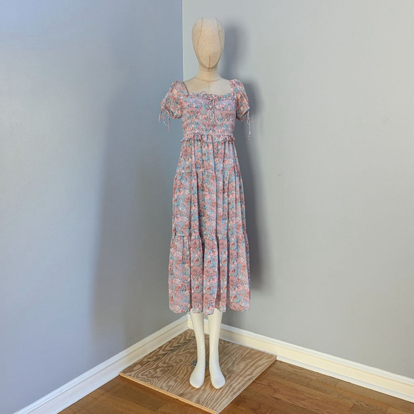En Saison Adelina Midi Floral Pink Blue Midi Dress - Small - Picture 2 of 13